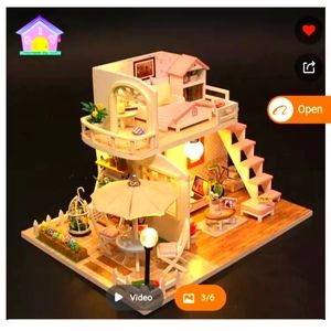 Mini-Dollhouse DIY Kit two-story loft with lights